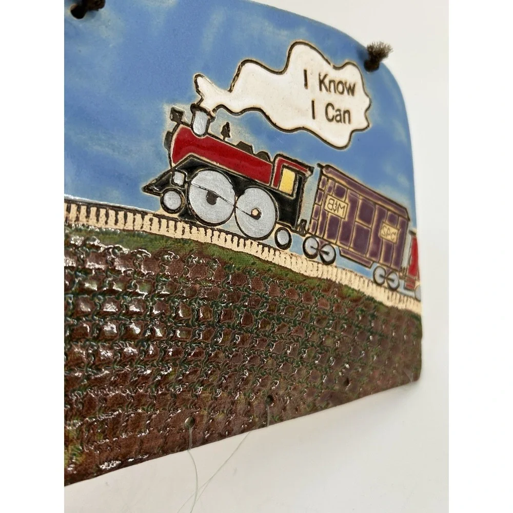 Vintage Handmade Ceramic Railroad Train Wind chime Decoration READ